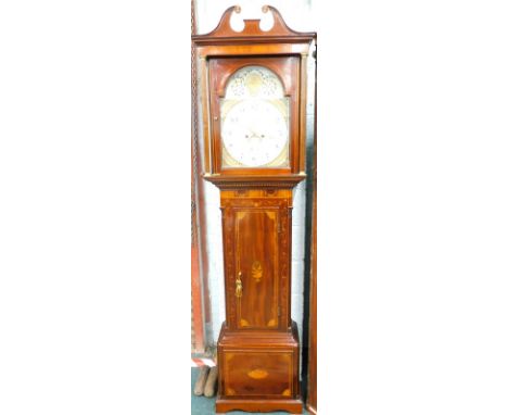 Philip Betteridge, Walsall.  A 19thC longcase clock, the arched dial decorated with Robert Adam style swags, patera etc., the