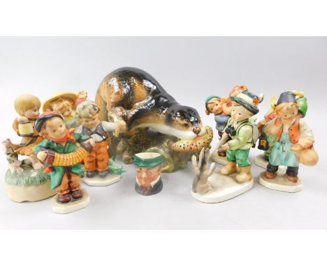 Miscellaneous ceramics, to include a Sylvac otter figure, Hummel type figures etc.