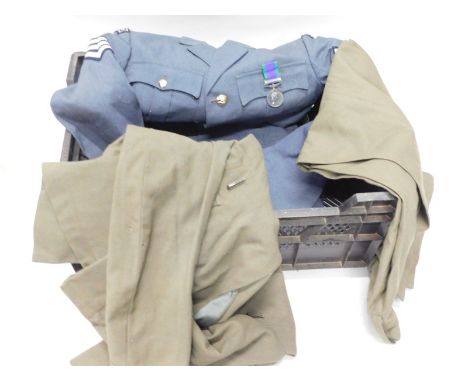 Various army related jackets, trousers etc.