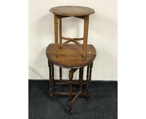 An oak gate leg table and a oak occasional table 