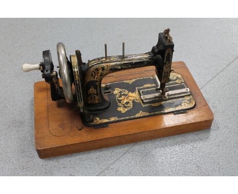 A vintage hand sewing machine 