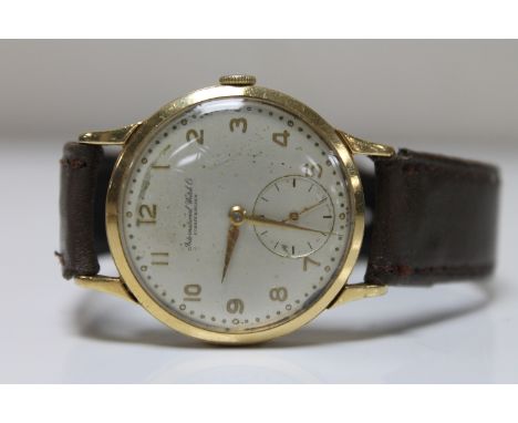 A gent's vintage 18ct gold IWC Schaffhausen wristwatch, circa 1960