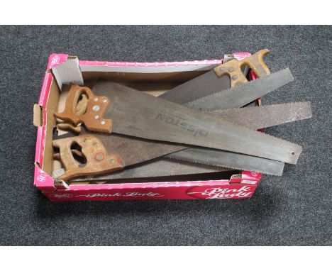 Six vintage wood working saws 