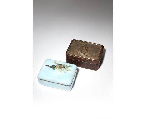 TWO JAPANESE BOXES AND COVERS MEIJI PERIOD, 19TH CENTURY Both of rectangular shape, one in woven bamboo, the lid with a silve