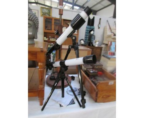 2 telescopes with tripod stands, 1 a/f