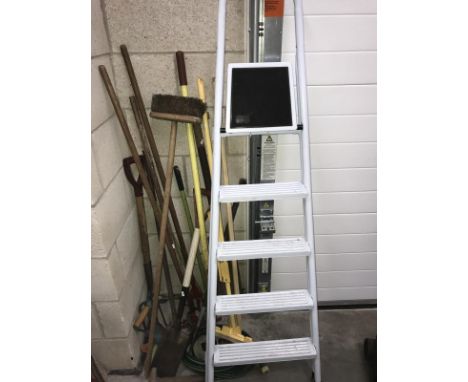 A quantity of garden tools & ladder etc.