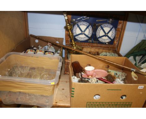 Shelf of assorted glass ware etc.