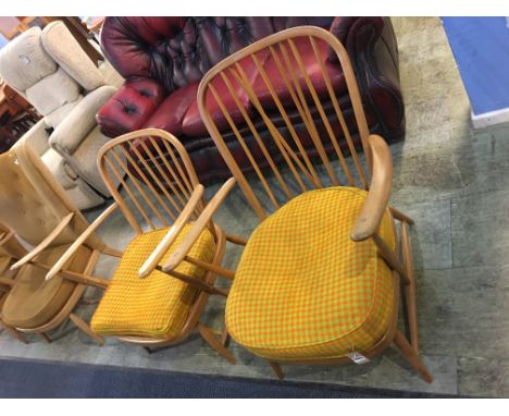 Pair of Ercol open armchairs