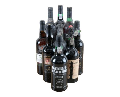 TAYLOR'S LBV PORT 1981one 70cl bottle, Graham's LBV port 1986, one 75cl bottle and seven other bottles of port (9)