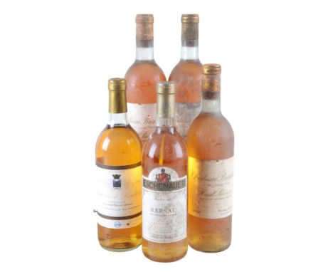 CHATEAU BROUSTER HAUT BARSAC 1972three approx. 75cl bottles, Eschenauer Barsac, one 70cl bottle and Chateau de Lardiley Cadil