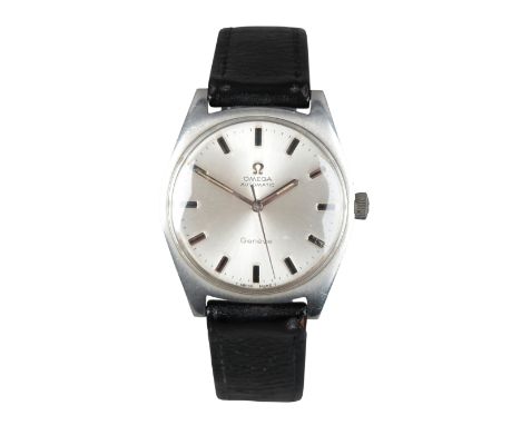 OMEGA GENEVE: A STAINLESS STEEL WRISTWATCHwith automatic movement, the silver dial with silver and black baton hour markers a