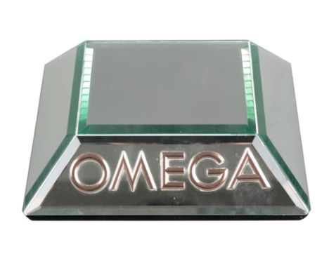 AN OMEGA VINTAGE ADVERTISING MIRROR SHOP DISPLAY STAND 18cm high x 20cm