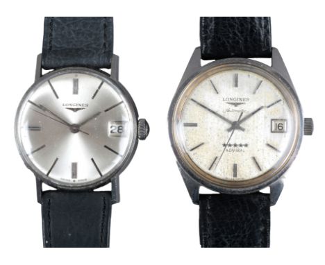 LONGINES ADMIRAL: A STAINLESS STEEL WRISTWATCHwith automatic movement, the silver dial with silver and black hour markers, da