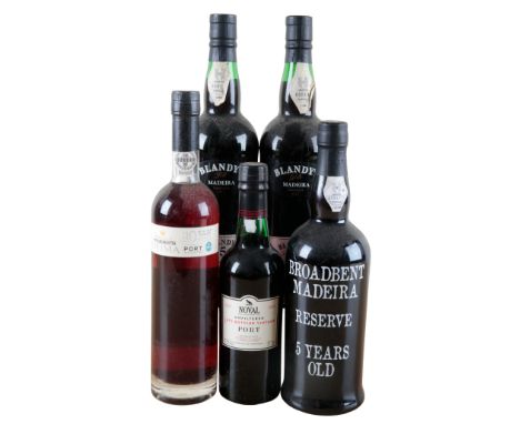 NOVAL LBV PORT 2001Warre's Otima 10 y.o. port, Blandy's Bual Madeira, two bottles, Broadbent 5 y.o. reserve Madeira (5)