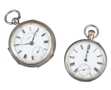 H. SAMUEL, MANCHESTER: A SILVER CASED POCKET WATCHwith keyless wind movement, the white enamel dial with black Roman numerals