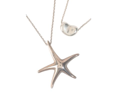 ELSA PERETTI FOR TIFFANY & CO.: TWO PENDANT NECKLACESin sterling silver, including a bean pendant necklace; together with a s