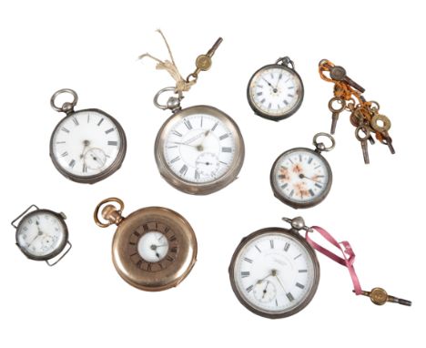 M.H.TILLEY OF DORCHESTER: A SILVER OPEN FACE POCKET WATCHwith key wind movement, the white enamel dial with black Roman numer