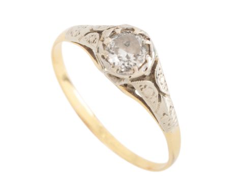 A DIAMOND SOLITAIRE RING 18ct gold and platinum, set with an old European cut diamond, stamped '18CT&amp;PLAT', size N / 54, 