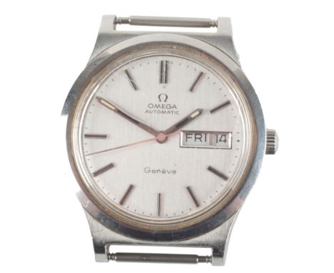 OMEGA GENEVE: A STAINLESS STEEL WRISTWATCHwith automatic movement, the silver dial with silver baton numerals and silver hand