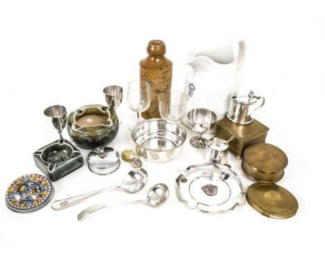 P&amp;O Metal Ware and Ceramics, various items all branded with P&amp;O insignia including Royal Doulton stoneware ashtrays (