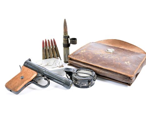 A World War Two T.G Co. Ltd Field Compass, MkIII, dated 1942, together with a small selection of ammunition cases, Masonic it