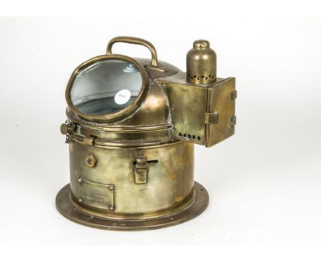 Ship's Compass, Brass Ship's Compass, gimbal-mounted, 19cm diameter, side chamber for illuminant, appears to function, G (1) 