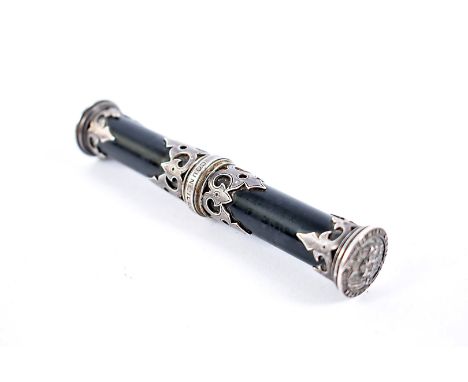 ANOOUNCE CHANGE OF ESTIMATEA Victorian Scottish silver and ebony Councillor's Tipstaff, having silver terminals, one with Edi