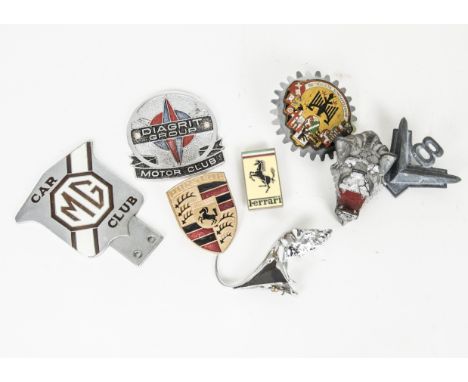 Badge Collection, small collection of car related badges, including MG Car Club, Diagrit Group Motor Club, Porsche, Ferrari a