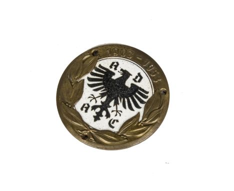 German car badge, ADAC (Allgemeiner Deutscher Automobil-Club) car grille badge marked 1903-1953, 50th anniversary, VG, (1)  
