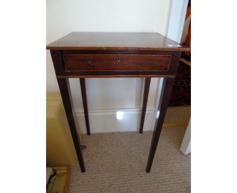 A 19th Century Mahogany & Inlaid Side Table Lamp of miniature proportions. 