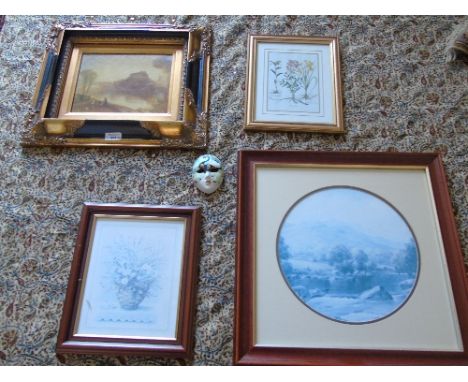 A Collection of Pictures & Prints to include a landscape print in a decorative black & gilt frame.