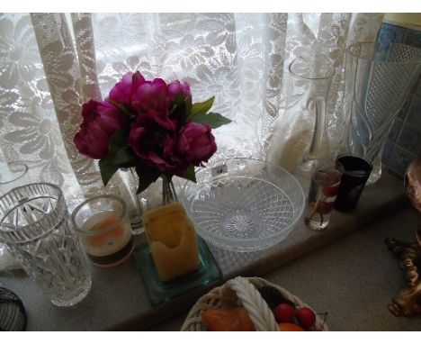 Various Glass & Crystal, and a Ceramic Fruit Basket.