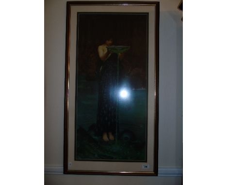 A Coloured Print after John Waterhouse, Circe Invidiosa, Depicting Circe Offering the Cup to Ulysses. 79 x 37.5cm 