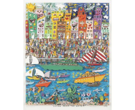 JAMES RIZZI1950 New York - 2011 ebenda'LIVING NEAR THE WATER' (1993) Farbsiebdruck mit 3-D-Effekt auf Papier. SM 36,5 x 31 cm