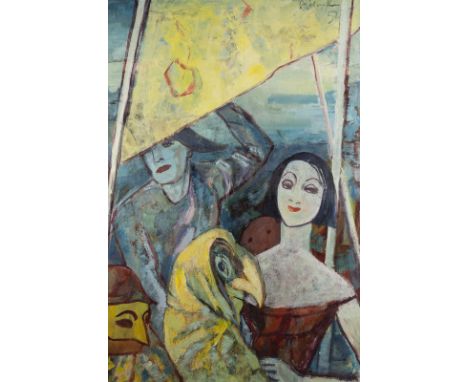 WALTER WELLENSTEIN1898 Dortmund - 1970 Berlin'DAS GELBE SEGEL' (1952) Öl auf Karton. 80 x 55 cm (R. 81 x 56 cm). Oben rechts 