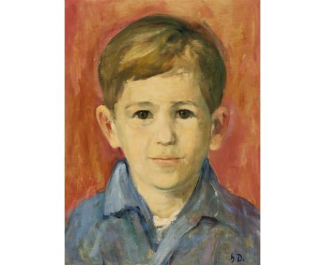 HARALD DUWE1926 Hamburg - 1984 TremsbüttelJungenportrait Öl auf Platte. 37 x 27 (R. 48 x 40 cm). Signiert unten rechts. Rahme