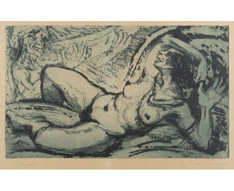 NORBERT HOCHSIEDER1879 - 1958KONVOLUT VON 4 ARBEITEN AUF PAPIER (1923-1957) 1 Radierung, 2 Lithografien, 1 Monotypie. BM 35 x