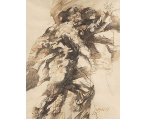 WILLI SITTE1921 Kratzau, Tschechoslowakei - 2013 Halle, Saale'BEGEGNUNG III' (1970) Kohle, Gouache, Tusche, Sepia und Deckwei