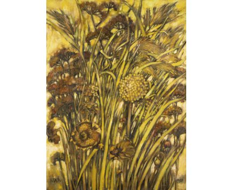HANNA DABKOWSKA-SKRIABIN1932 Warschau - 2013 JózefówSONNENBLUMEN (1991) Öl auf Leinwand. 80 x 60 cm (R. 90,5 x 71,5 cm). Unte