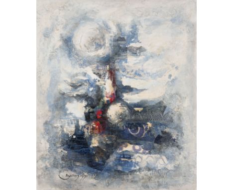 PETER BEDNORZ1960'Die Poetische Landschaft' (1995) Öl und Collage auf Leinwand. 70 x 60 cm (R. 83 x 73 cm). Signiert und dati