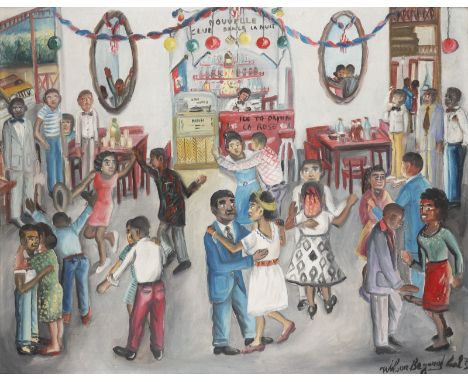 WILSON BIGAUD1931 Port-au-Prince, Haiti - 2010 Petit Goave, HaitiNOUVELLE CLUB DANCE LA NUIT Öl auf Platte. 61 x 76 cm (R. 72