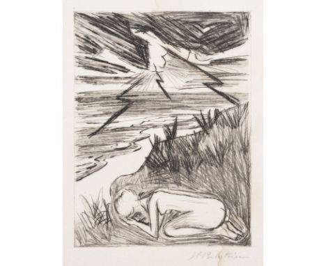 HERMANN MAX PECHSTEIN1881 Zwickau - 1955 Berlin'YALI VII' (GEWITTER)' (1923) aus: Willy Seidel, "Yali und sein weißes Weib", 