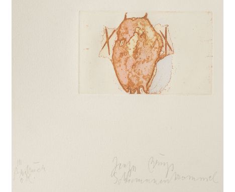 JOSEPH BEUYS1921 Krefeld - 1986 Düsseldorf'SCHAMANENTROMMEL' (1984) Farbradierung und Aquatinta auf Velin. DM 8,3 x 13,7 cm, 