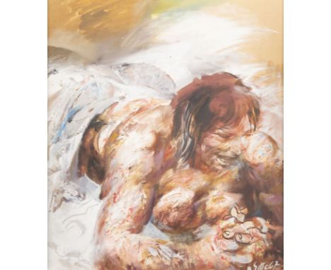 WILLI SITTE1921 Kratzau, Tschechoslowakei - 2013 Halle, Saale'LACHENDE FRAU' (1967) Öl auf festem Papier. 61,2 x 54,5 cm (R. 