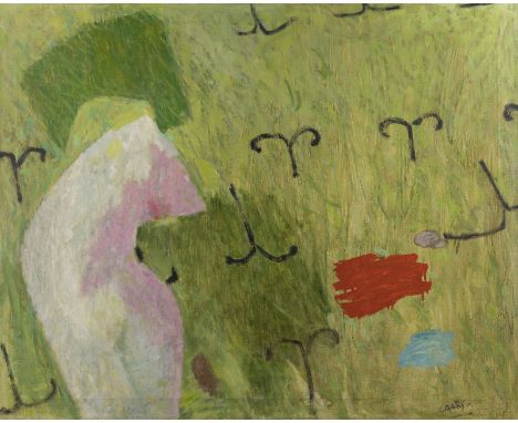 HANS LAABS1915 Treptow - 2004 Berlin'VENUS IM GRÜNEN' Öl auf Leinwand. 80 x 100 cm (R.  81,5 x 101,5 cm). Unten rechts signie
