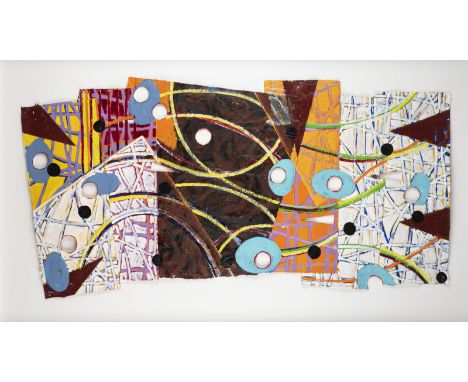 MATTHIAS KUNKLER1957 Borken - 1997 DüsseldorfOHNE TITEL (1989) Mischtechnik, im Rahmen montiert. 65 x 133,5 cm (R. 93,5 x 157
