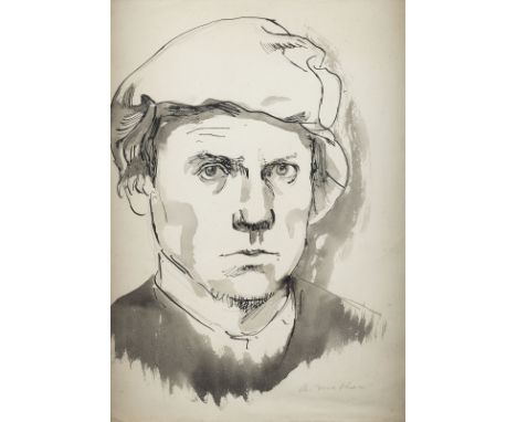 ARVID MATHER1905 Barmen - 1950 DüsseldorfSELBSTBILDNIS Tusche auf Papier. SM 33 x 24 cm (R. 43 x 34 cm). Signiert unten recht