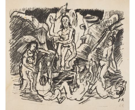 OSKAR KOKOSCHKA1886 Pöchlarn - 1980 MontreuxAUFERSTEHUNG (1916) Lithographie. Darstellung ca. 25 x 29 cm (R.  46 x 57 cm). Im