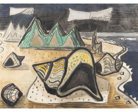 WOLFGANG 'WOLF' HOFFMANN1898 Wernigerode - 1979 Berlin'SYLT' (1949) Aquarell auf Papier. 47,5 x 62 cm (R. 72 x 85 cm). Unten 