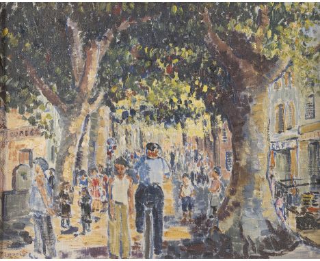 M. LACROIXtätig im 20. Jh.MARKTALLEE Öl auf Leinwand. 40 x 50 cm (R. 53,5 x 63,5 cm). Unten links signiert 'M. Lacroix'. Vers